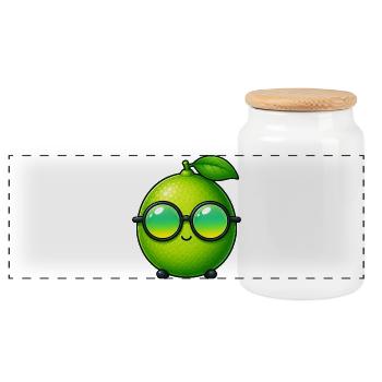 Limette Zitrone Cartoon Sommerdesign - Panorama Keksdose mit Holzdeckel - Weiß - Vorne