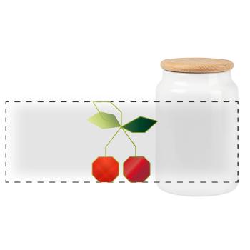Minimalist Cherries Illustration - Panoramic Cookie Jar with Wooden Lid - white - Front