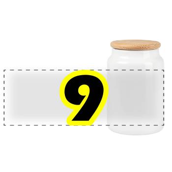 9 Symbole numérique - Boîte à biscuits avec couvercle en bois - blanc - Devant