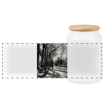 Une promenade solitaire dans le parc - Boîte à biscuits avec couvercle en bois - blanc - Devant