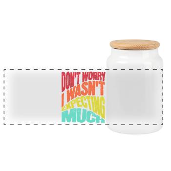 Ne t’inquiète pas, je n’attendais pas grand-chose - Boîte à biscuits avec couvercle en bois - blanc - Devant