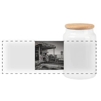 Route Station-service Lieux Oubliés Crimes anciens avec des animaux - Boîte à biscuits avec couvercle en bois - blanc - Devant