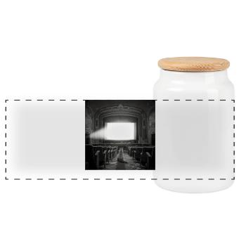 Fox Cinema Vintage Lost Place Animal Crime LowFi - Panoramic Cookie Jar with Wooden Lid - white - Front