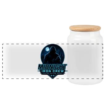 Midnight Iron Crew Gains After Dark Gym Training - Panoramic Cookie Jar with Wooden Lid - white - Front