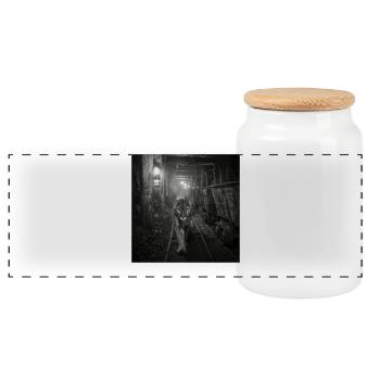 Wildcat Mine Noir Vintage Animal Crime Series - Panoramic Cookie Jar with Wooden Lid - white - Front