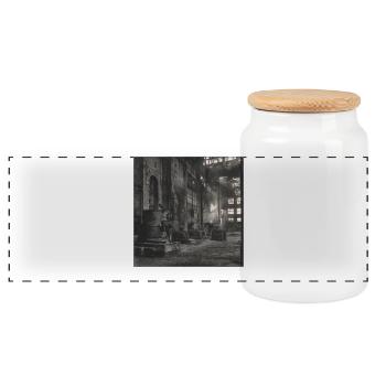 Lost Places Factory Retro Ravens Animal Crime Ruin - Panoramic Cookie Jar with Wooden Lid - white - Front
