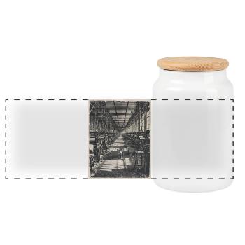Lost Places Fox Retro Industry Animal Crime - Panoramic Cookie Jar with Wooden Lid - white - Front