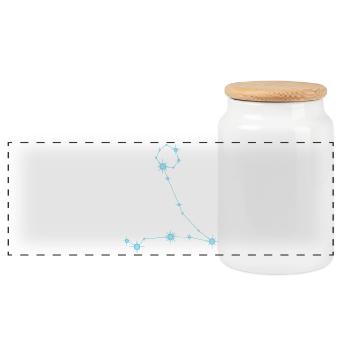 Constellation des Étoile des Poissons Signe du zodiaque Bleu pastel - Boîte à biscuits avec couvercle en bois - blanc - Devant