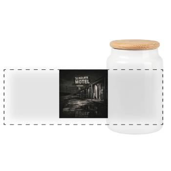 Motel vintage Night Noir Motif animal Chat Animal - Boîte à biscuits avec couvercle en bois - blanc - Devant