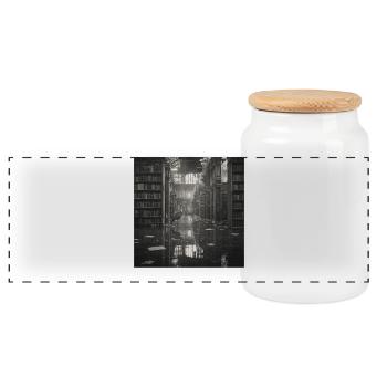 Bibliothèque Lost Place Art Noir Blanc Héron - Boîte à biscuits avec couvercle en bois - blanc - Devant