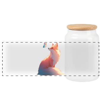 FoxButterflyLight - Panoramic Cookie Jar with Wooden Lid - white - Front