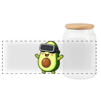 Avocado Cartoon Gamer Réalité Virtuelle Comic - Boîte à biscuits avec couvercle en bois - blanc - Devant