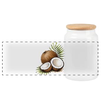 Coconut Tropics Watercolor - Panoramic Cookie Jar with Wooden Lid - white - Front