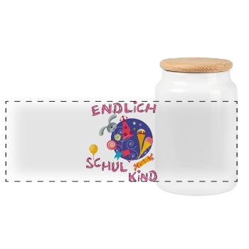 Schulkind Einschulung - Panorama Keksdose mit Holzdeckel - Weiß - Vorne