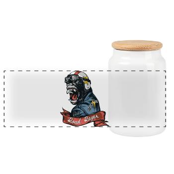 Road Ranger Gorilla - Panoramic Cookie Jar with Wooden Lid - white - Front