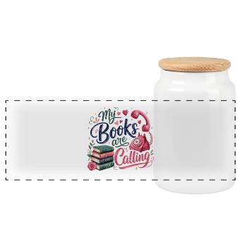Mes livres m'appellent - Boîte à biscuits avec couvercle en bois - blanc - Devant