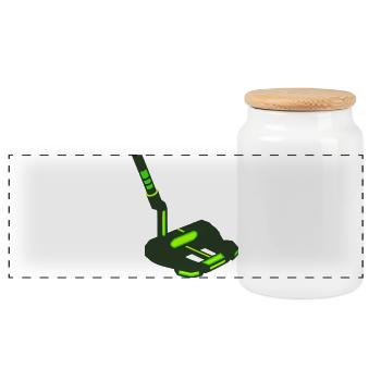 Golf Putter Schlaeger Icon - Panorama Keksdose mit Holzdeckel - Weiß - Vorne