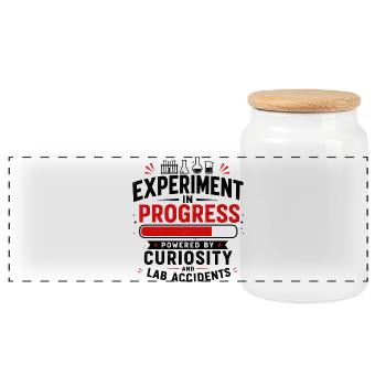 Funny Scientist for Lab Research - Panoramic Cookie Jar with Wooden Lid - white - Front
