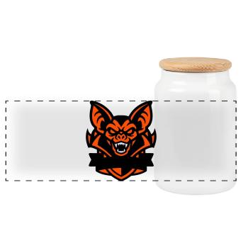 Blason de la mascotte de la chauve-souris - Boîte à biscuits avec couvercle en bois - blanc - Devant