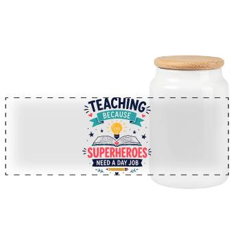 Funny Teacher Appreciation - Panoramic Cookie Jar with Wooden Lid - white - Front