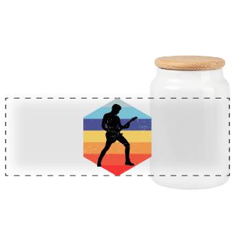 Gift idea for a guitar player with guitar - Panoramic Cookie Jar with Wooden Lid - white - Front