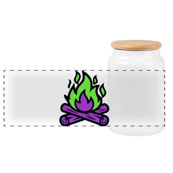 Logo du Festival du feu de camp néon - Boîte à biscuits avec couvercle en bois - blanc - Devant