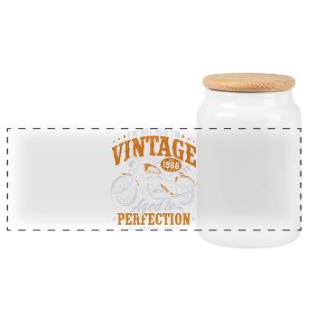 Cadeau d’anniversaire de moto vintage vintage 1966 - Boîte à biscuits avec couvercle en bois - blanc - Devant