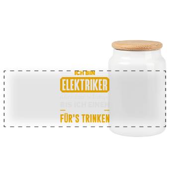 Elektriker Fürs Trinken Spruch - Panorama Keksdose mit Holzdeckel - Weiß - Vorne