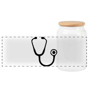Stethoscope Doctor Doctor Medicine Specialist Gift - Panoramic Cookie Jar with Wooden Lid - white - Front