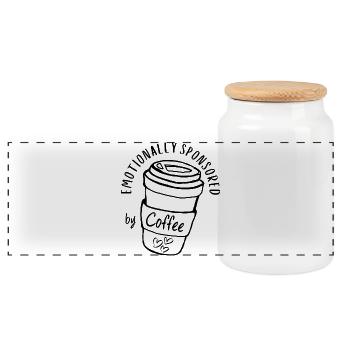 Émotionnellement sponsorisé par un accro au café et à la caféine - Boîte à biscuits avec couvercle en bois - blanc - Devant