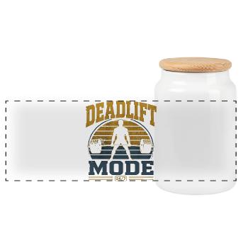 Mode soulevé de terre 24h/24 Motivation à la salle de powerlifting - Boîte à biscuits avec couvercle en bois - blanc - Devant