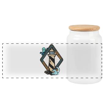 Phare au-delà de l’horizon - Boîte à biscuits avec couvercle en bois - blanc - Devant