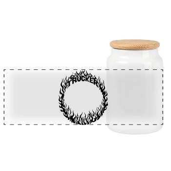 Trucker Fire Ring Detailed - Color Changeable - Panoramic Cookie Jar with Wooden Lid - white - Front