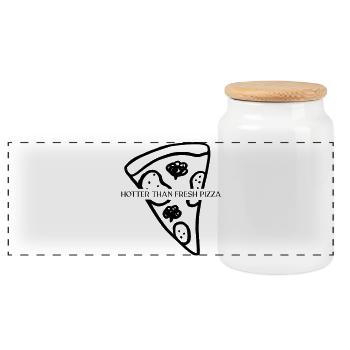 Hotter than fresh Pizza - Panorama Keksdose mit Holzdeckel - Weiß - Vorne