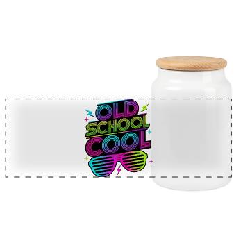 Costumes old school cool des années 80 - Boîte à biscuits avec couvercle en bois - blanc - Devant