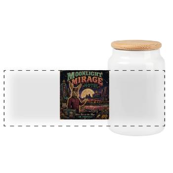 Vintage Motel Spruch Wüste Oldtimer Halloween - Panorama Keksdose mit Holzdeckel - Weiß - Vorne