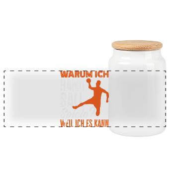 Handball Handballer Handball Trainer Fan Geschenk - Panorama Keksdose mit Holzdeckel - Weiß - Vorne