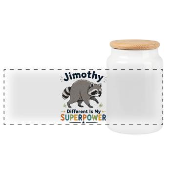 Jimothy Anders ist meine Superkraft - Panorama Keksdose mit Holzdeckel - Weiß - Vorne