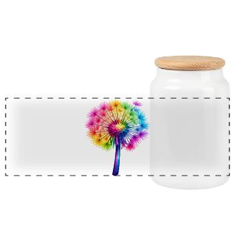 Regenbogen-Pusteblume - Panorama Keksdose mit Holzdeckel - Weiß - Vorne