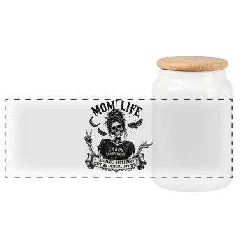 Mom Life Chaos Coordinator Vintage Skull Gothic - Panorama Keksdose mit Holzdeckel - Weiß - Vorne