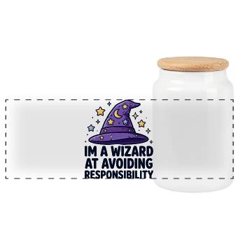 Wizard Avoiding Responsibility - Panorama Keksdose mit Holzdeckel - Weiß - Vorne