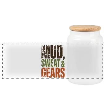 Mud Sweat Gears Gravel - Panorama Keksdose mit Holzdeckel - Weiß - Vorne