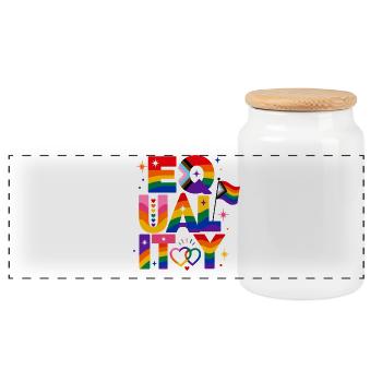 Equality Regenbogen Pride Spruch Statement Retro - Panorama Keksdose mit Holzdeckel - Weiß - Vorne