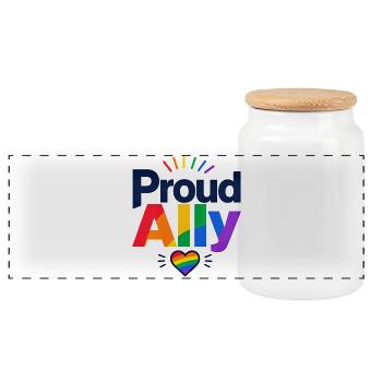 Proud Ally Spruch für LGBTQ Aktivisten & Fans CSD - Panorama Keksdose mit Holzdeckel - Weiß - Vorne