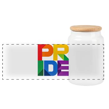 Pride Modern Block Design Regenbogen Schriftzug - Panorama Keksdose mit Holzdeckel - Weiß - Vorne