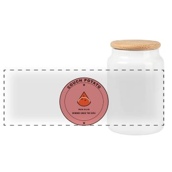 Couch Potato Run Club Badge - Panorama Keksdose mit Holzdeckel - Weiß - Vorne