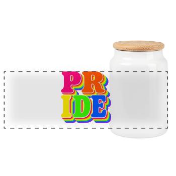 Pride Regenbogen Geschenk für LGBTQ Fans - Panorama Keksdose mit Holzdeckel - Weiß - Vorne