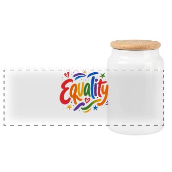 Equality Regenbogen CSD Pride Parade Love Shirt - Panorama Keksdose mit Holzdeckel - Weiß - Vorne