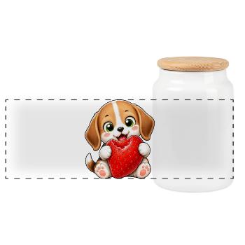Süßer Beagle Cartoon mit Erdbeeren - Panorama Keksdose mit Holzdeckel - Weiß - Vorne