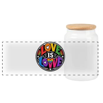 Love Is Love Regenbogen Statement Retro CSD - Panorama Keksdose mit Holzdeckel - Weiß - Vorne
